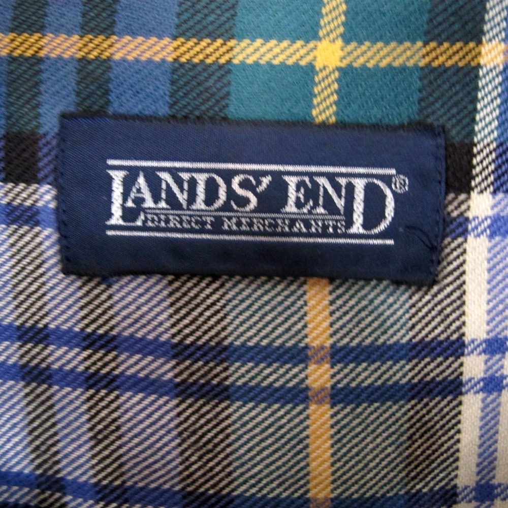 Lands' End Long Sleeve Button Down Flannel Shirt Men's Large Tall Green Plaid - Picture 4 of 6
